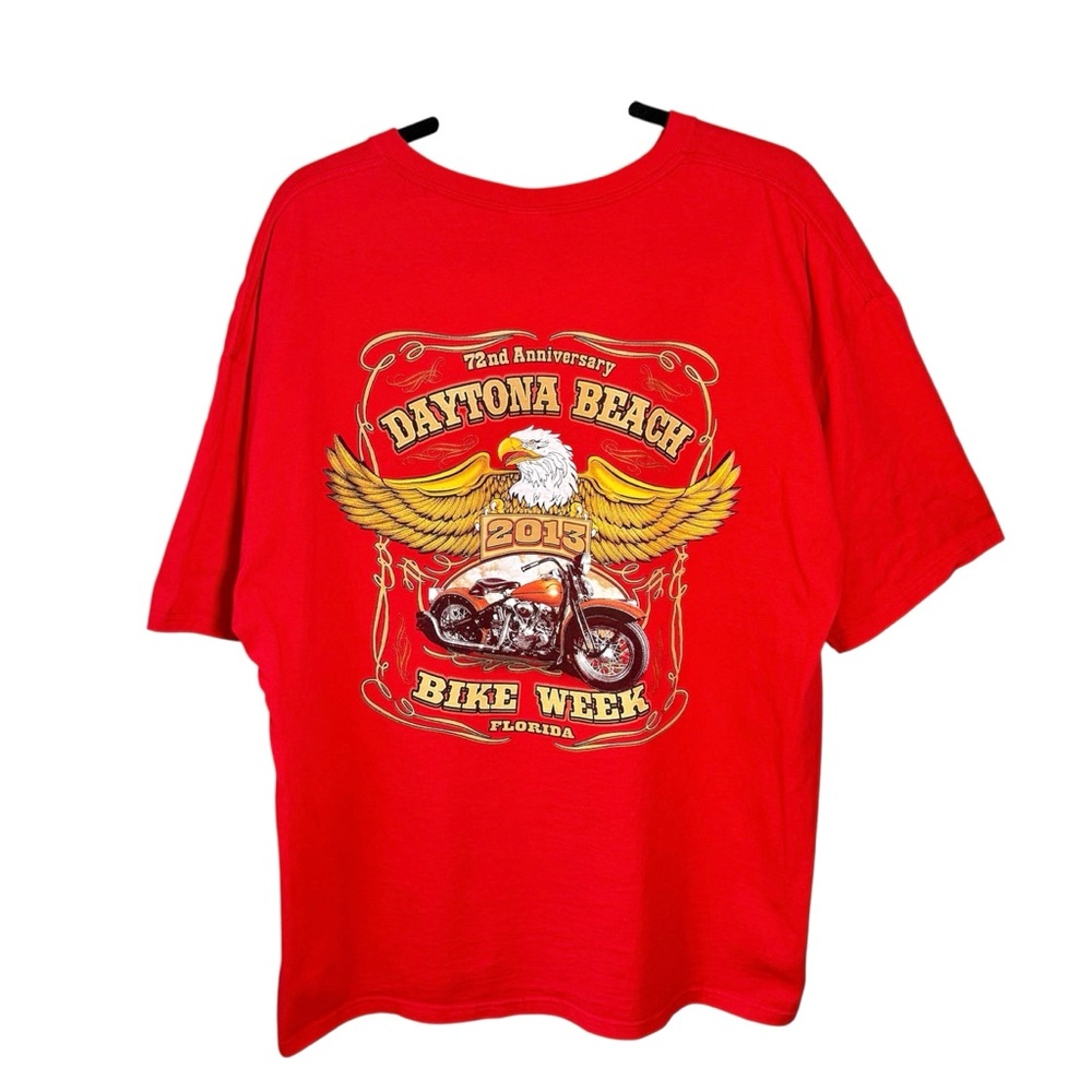 Daytona Beach Bike Week 2013 World Famous Florida T-Shirt Tee Red Men’s 2XL XXL